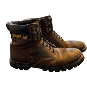 Caterpillar Second Shift Mens 10W Brown Leather Work Boots P72593 Wide Width